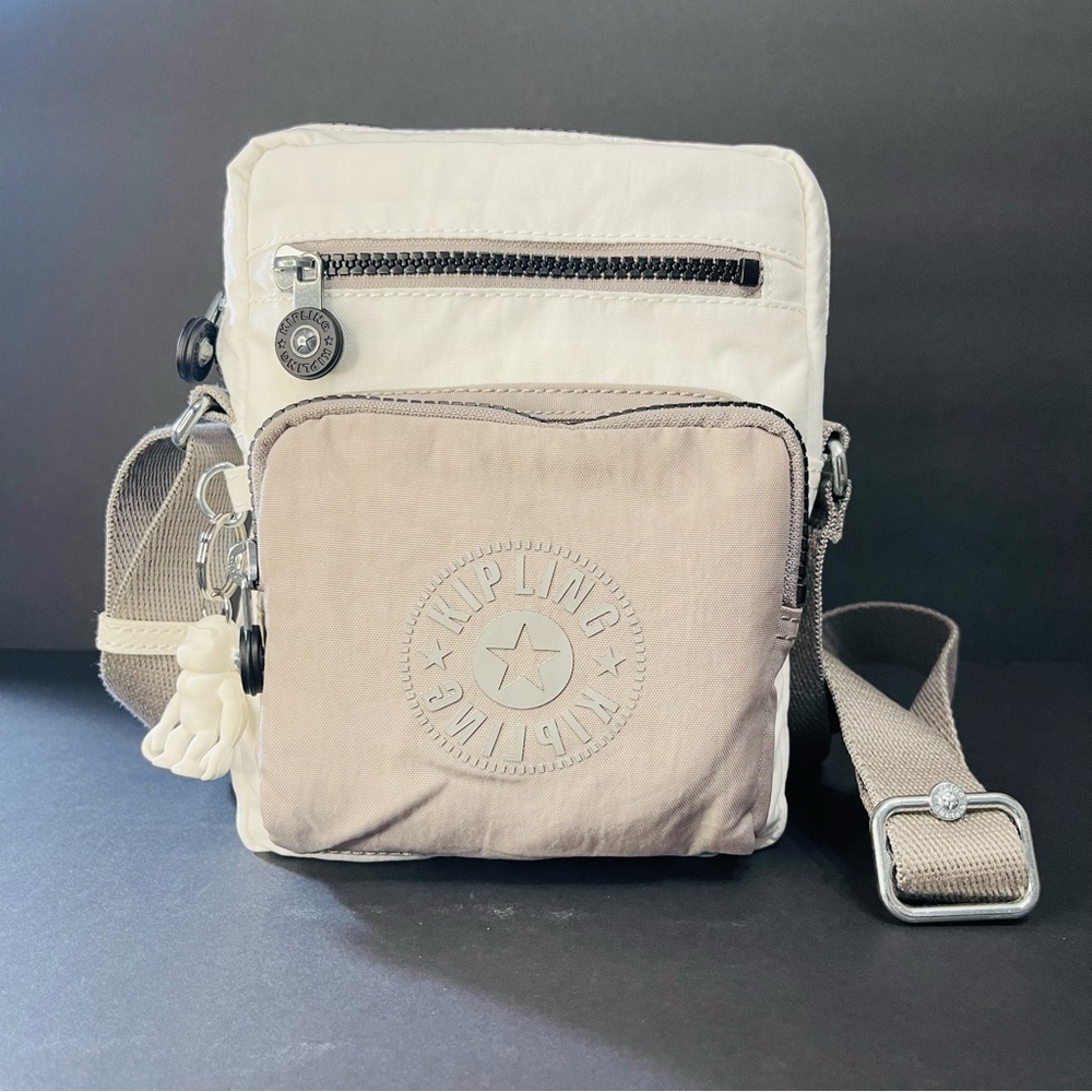 Kipling Two-Tone Crossbody Bag - Cream and Tan